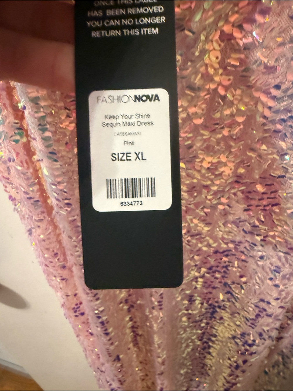 Fashion Nova Iridescent Sequin Slip Dress in Pink and Gold - Picture 6 of 7